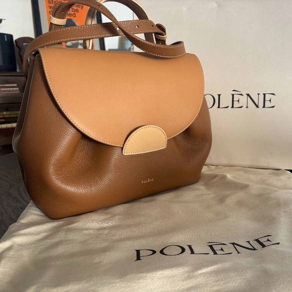 Polene Tan and Brown Shoulder Bag